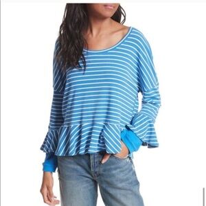 FREE PEOPLE | long sleeve peplum hem stripe top